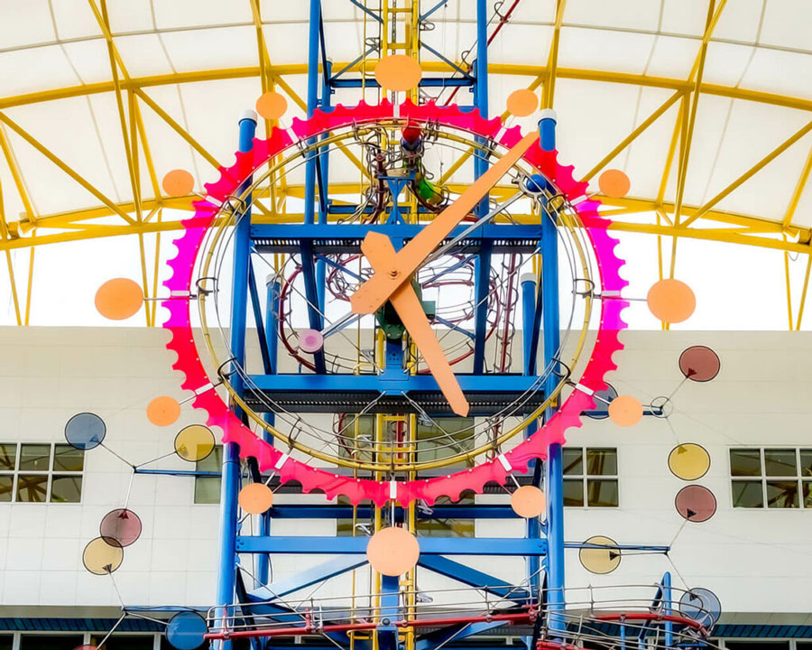 Closeup of the Gravity Clock at Museum of Discovery and Science in Fort Lauderdale.