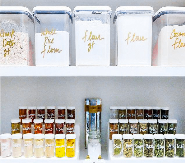 Labeled pantry items