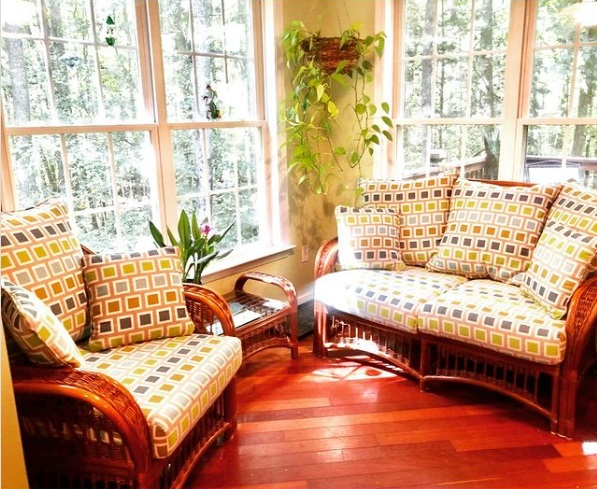 Reupholstered wicker furniture