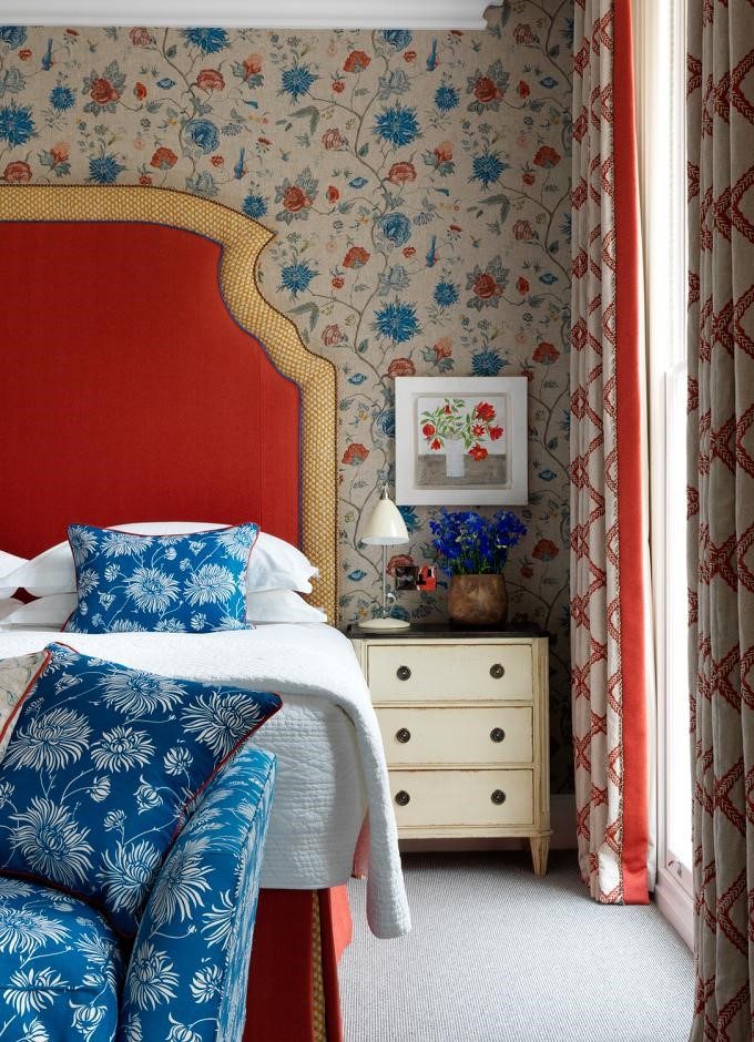 Bedroom with upholstered headboard