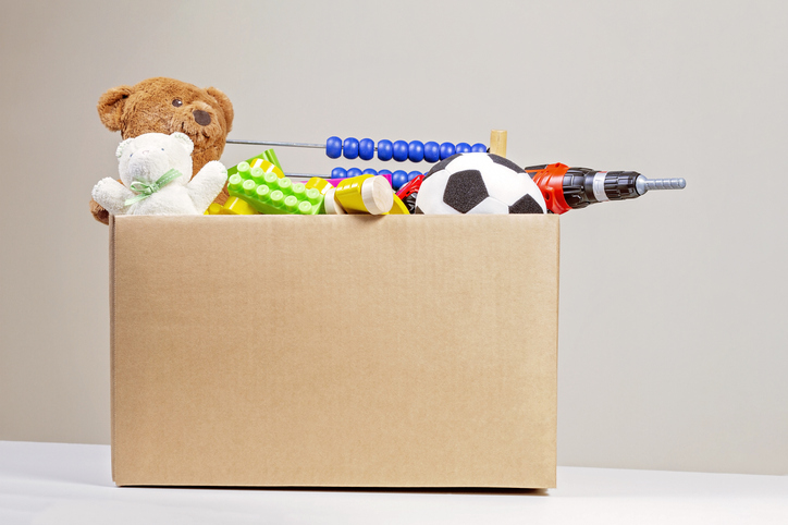 a donation box filled with toys