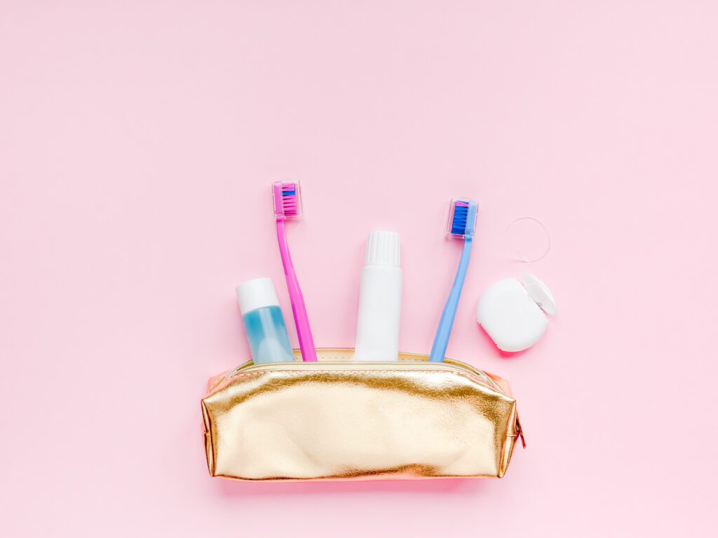 Toiletry bag with hygiene essentials