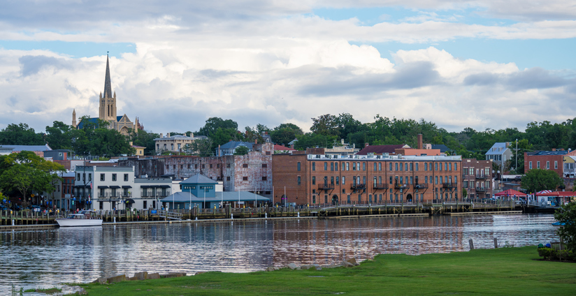 A view of Wilmington's River Walk district.