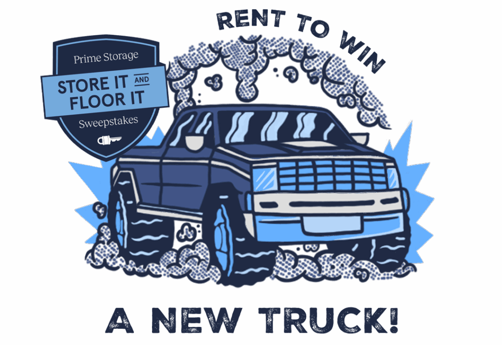 Store It & Floor It Sweepstakes logo in Georgia & Florida hosted by Prime Storage