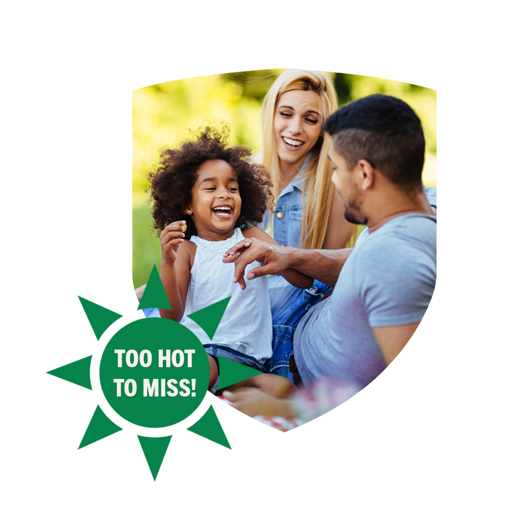 Family sitting together outside